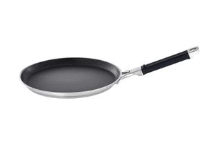 4004293919793 - Crêpepfanne RÖSLE SILENCE PRO Pfannen Gr Ø 28 cm + Höhe 10 cm silberfarben (silberfarben schwarz) Crêpepfanne Premium-Antihaftversiegelung spülmaschinengeeignet Ø 28cm Induktion