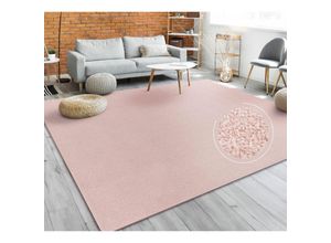 4061981125898 - Paco Home Teppich Für Wohnzimmer Einfarbig Kurzflor Schlicht Und Modern In Rosa 140x200 cm