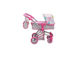 3800146256470 - Puppenwagen pink Rose 9651B verstellbarer Schiebegriff Sonnendach Tasche