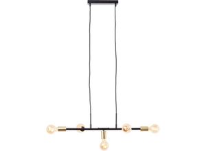 4004353395840 - Lampe Skylab Pendelleuchte 5flg schwarz matt messing gebürstet gold 5x A60 E27 52 W - gold