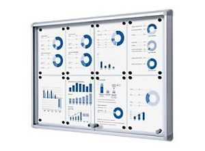 8595578316285 - SHOWDOWN Abschließbarer Schaukasten Magnetisch 94 (B) x 675 (H) cm Silber 8 x DIN A4