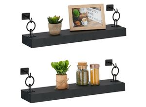 4052025447588 - Relaxdays Wandregal 2er Set HxBxT 13 x 48 x 12 cm Wandablage Flur hängend Regalbrett Deko MDF & Metall schwarz