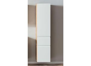 4066075084167 - Lomadox - Badezimmer Hochschrank 40cm VASTO-03-WHITE in Wotan Eiche Nb mit weiß matt b h t ca 40 180 35 cm