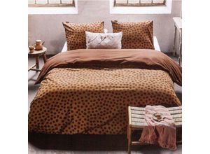 8719023449896 - Bettwäsche 2-tlg Bettbezug Set 135x200cm + 80x80cm - Spots & Dots ( Warm Braun ) - Schlafkomfort Bettgarnitur mit Reißverschluss Baumwolle - Spots &