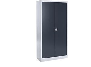 4250633300084 - mauser Stahlschrank mit Einschwenktüren 4 Fachböden Tiefe 420 mm weißaluminium   anthrazitgrau