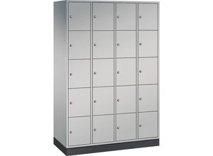 4025314915167 - INTRO Stahl-Schließfachschrank Fachhöhe 345 mm BxT 1220 x 500 mm 20 Fächer Korpus weißaluminium Türen weißaluminium