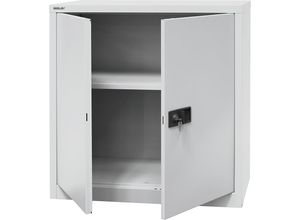 5020073766639 - BISLEY UNIVERSAL Flügeltürenschrank HxBxT 1000 x 914 x 400 mm 1 Fachboden 2 Ordnerhöhen lichtgrau