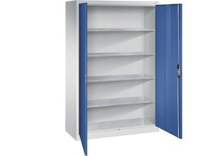 4025314761771 - Werkstatt-Flügeltürschrank HxBxT 1950 x 1200 x 500 mm lichtgrau   enzianblau