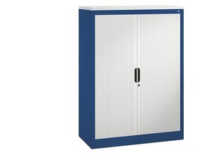 4059096870123 - Rollladenschrank mit Horizontal-Jalousie HxBxT 1345 x 1000 x 420 mm 3 Fachböden 35 Ordnerhöhen enzianblau   lichtgrau