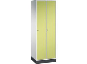 4061261120476 - C+P Garderobenschrank Intro H1950xB620xT490mm Korpus Lichtgrau Türen Viridingrün Abteile 2 Abteilbreite 300 Fächer 2 Zylinderschloss