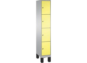 4056211568330 - EVOLO Fächerschrank mit Füßen 1 Abteil 4 Fächer Abteilbreite 300 mm weißaluminium   schwefelgelb