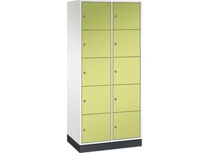 4061261151135 - INTRO Stahl-Schließfachschrank Fachhöhe 345 mm BxT 820 x 500 mm 10 Fächer Korpus reinweiß Türen viridingrün