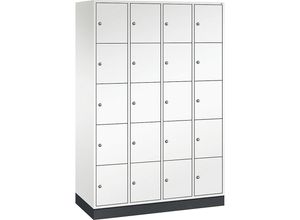 4050646105566 - INTRO Stahl-Schließfachschrank Fachhöhe 345 mm BxT 1220 x 500 mm 20 Fächer Korpus reinweiß Türen reinweiß