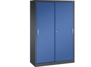 4053597270901 - C+P Schiebetürenschrank Acurado H1950xB1200xT500mm Korpus Schwarzgrau Fronten Enzianblau Anzahl Fächer 4