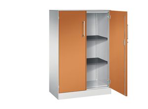 4062084798354 - Flügeltürenschrank ASISTO Höhe 1292 mm Breite 800 mm 2 Fachböden lichtgrau gelborange