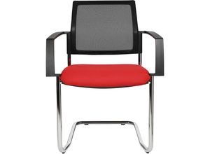 4014296957265 - Netz-Stapelstuhl Freischwinger VE 2 Stk Sitz rot Gestell chrom