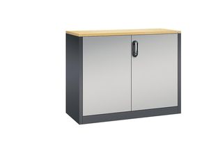 4055404481944 - ACURADO Akten-Sideboard 2 Ordnerhöhen HxBxT 1000 x 1200 x 500 mm schwarzgrau   weißaluminium