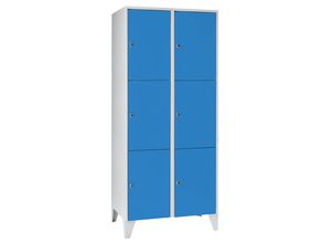 4250618208077 - Schließfachschrank 2 Abteile 6 Fächer Breite 800 mm lichtblau