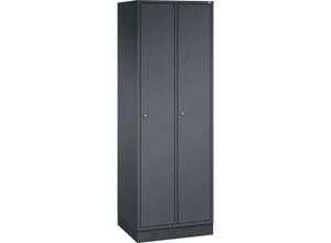 4055404427256 - C+P Garderobenschrank Intro H1950xB620xT490mm Korpus Schwarzgrau Türen Schwarzgrau Abteile 2 Abteilbreite 300 Fächer 2 Zylinderschloss