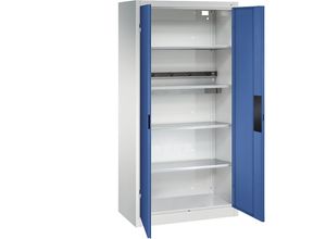 4064615955731 - Akkulade-Schrank Vollblechtüren BxTxH 930x500x1950 mm 1 Boden mit 5-fach Steckdosenleiste3 Einlegeböden ral 7035 5010