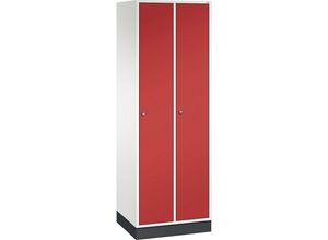 4061261120537 - INTRO Stahl-Garderobenschrank Breite 620 mm 2 Abteile Korpus reinweiß Türen feuerrot