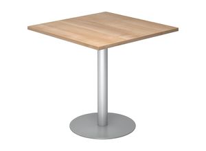 4032062157329 - Besprechungstisch LxB 800 x 800 mm 755 mm hoch Gestell silber Platte Nussbaum-Dekor 4032062157329 - Besprechungstisch LxB 800 x 800 mm 755 mm hoch Gestell silber Platte Nussbaum-Dekor