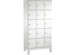 4056211273685 - EVOLO Fächerschrank mit Füßen 3 Abteile je 5 Fächer Abteilbreite 300 mm lichtgrau