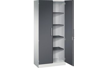 4059369536855 - Flügeltürenschrank ASISTO Höhe 1980 mm Breite 800 mm 4 Fachböden lichtgrau schwarzgrau