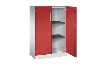 4062084798347 - Flügeltürenschrank ASISTO Höhe 1292 mm Breite 800 mm 2 Fachböden lichtgrau feuerrot