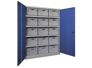 4055479665638 - Schwerlastschrank extrabreit Höhe x Breite x Tiefe 1950 x 1470 x 630 mm 4 Fachböden grau   blau