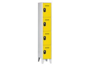 4250618238654 - Schließfachschrank Fachhöhe 450 mm HxBxT 1850 x 300 x 500 mm Abteilbreite 300 mm Korpus-   Türfarbe Lichtgrau   Zinkgelb