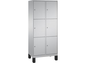 4056211569788 - EVOLO Fächerschrank mit Füßen 2 Abteile je 3 Fächer Abteilbreite 400 mm weißaluminium   weißaluminium