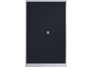 4250633301128 - mauser Stahlschrank mit Flügeltüren 4 Fachböden Breite 1200 mm weißaluminium   anthrazitgrau Außentiefe 420 mm