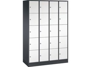 4061261146261 - INTRO Stahl-Schließfachschrank Fachhöhe 345 mm BxT 1220 x 500 mm 20 Fächer Korpus schwarzgrau Türen reinweiß