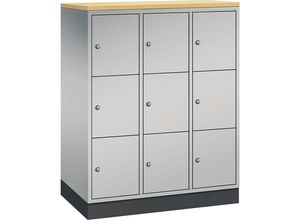 4061261150961 - INTRO Stahl-Schließfachschrank Fachhöhe 345 mm BxT 920 x 500 mm 9 Fächer Korpus weißaluminium Türen weißaluminium