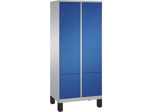 4056211569962 - EVOLO Fächerschrank mit Füßen 2 Abteile je 4 Fächer Abteilbreite 400 mm weißaluminium   enzianblau