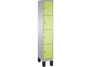 4056211568323 - EVOLO Fächerschrank mit Füßen 1 Abteil 4 Fächer Abteilbreite 300 mm weißaluminium   viridingrün