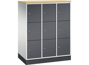 4061261150954 - INTRO Stahl-Schließfachschrank Fachhöhe 345 mm BxT 920 x 500 mm 9 Fächer Korpus lichtgrau Türen schwarzgrau