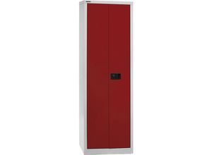 5020073831344 - BISLEY UNIVERSAL Flügeltürenschrank HxBxT 1950 x 600 x 400 mm 4 Fachböden 5 Ordnerhöhen lichtgrau   kardinalrot