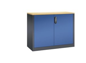 4060061362376 - ACURADO Akten-Sideboard 2 Ordnerhöhen HxBxT 1000 x 1200 x 500 mm schwarzgrau   enzianblau