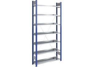 4250623705196 - Ordner-Steckregal einseitig Höhe 2350 mm BxT 1000 x 300 mm Grundregal blau   verzinkt