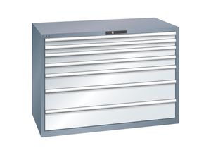 7612269045109 - LISTA Schubladenschrank 7 Schubladen BxTxH 1431 x 725 x 1000 mm grau metallic   lichtgrau