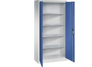 4025314746471 - Werkstatt-Flügeltürschrank HxBxT 1950 x 930 x 400 mm lichtgrau   enzianblau