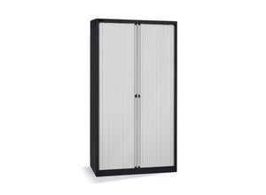 5020073413014 - BISLEY Euro-Rollladenschrank Breite 1000 mm 4 Fachböden tiefschwarz   lichtgrau