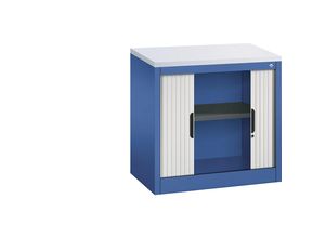 4064615946357 - Rollladenschrank mit Horizontal-Jalousie HxBxT 720 x 800 x 420 mm 1 Fachboden 15 Ordnerhöhen enzianblau   lichtgrau