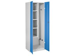 4250618227900 - Stahlschrank Breite 600 mm 4 Böden 1 Geräteabteil Türen lichtblau