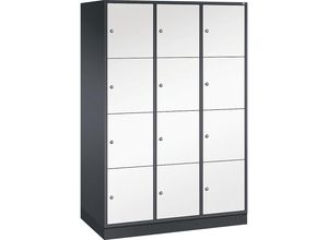 4061261149170 - INTRO Stahl-Schließfachschrank Fachhöhe 435 mm BxT 1220 x 600 mm 12 Fächer Korpus schwarzgrau Türen reinweiß