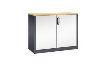 4060061362727 - ACURADO Akten-Sideboard 2 Ordnerhöhen HxBxT 1000 x 1200 x 500 mm schwarzgrau   reinweiß