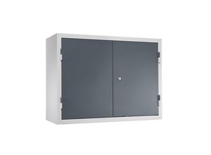 4061753004758 - eurokraft basic Werkstatt-Hängeschrank HxBxT 600 x 800 x 320 mm Vollblechtüren mit 2 Fachböden + 2 Schubladen basaltgrau RAL 7012