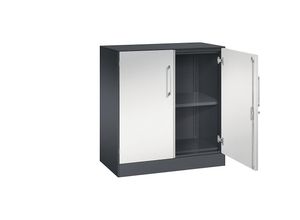 4062084798651 - Flügeltürenschrank ASISTO Höhe 897 mm Breite 800 mm 1 Fachboden schwarzgrau lichtgrau